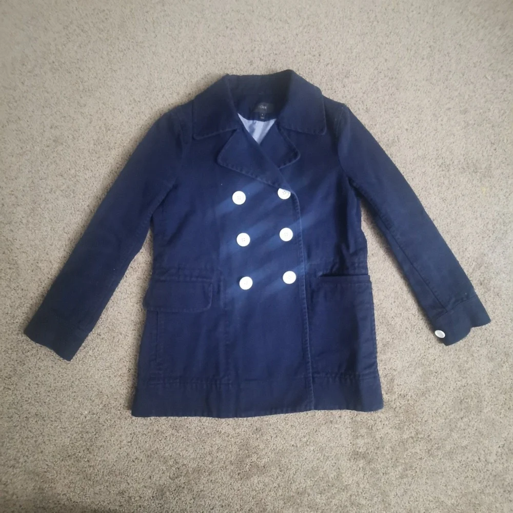 Women's‎ J.Crew Peacoat in Heavyweight Cotton | Color: Blue | Size: 4 - Picture 3 of 14